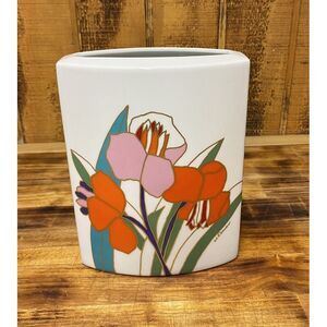 Rosenthal Studio Line Signed Wolf‎ Bauer Collection Vintage Floral Vase 7"x 5"